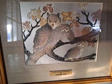 Chokin Art by Yoshinobu Hara Owls Gold & Silver Gilded Limited Edition Vintage🦉