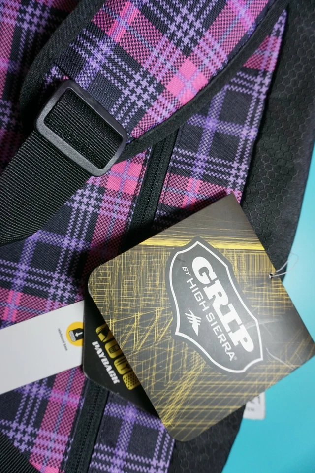 Bolso Mensajero Grip de High Sierra a Cuadros Púrpura Rosa Negro Nuevo Con Etiquetas Foto 4 de 4