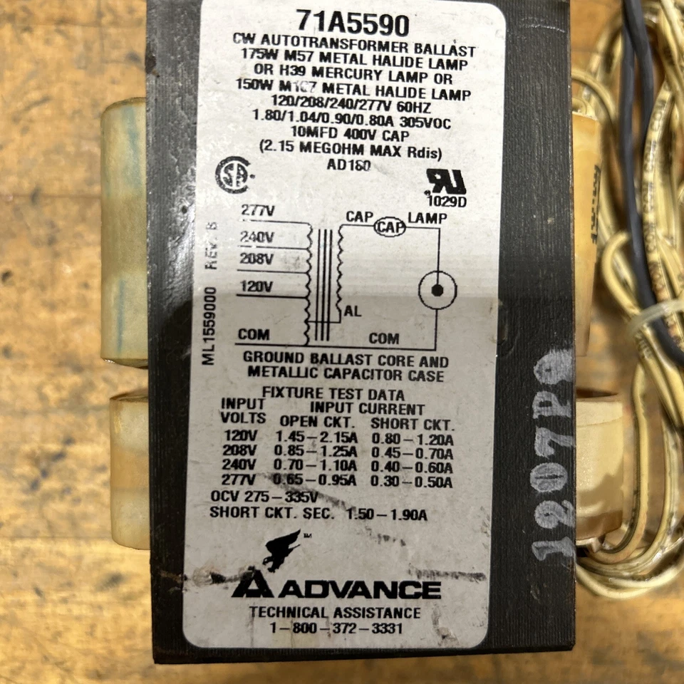 New 150 or 175 Watt Metal Halide Ballast 120v or 220v or 277V - Image 2 of 3