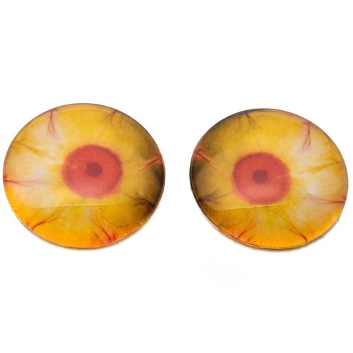 Pair Slimy Ghoul Bloodshot Glass Eyes Jewelry Taxidermy Flatback Cabochons - Picture 4 of 10