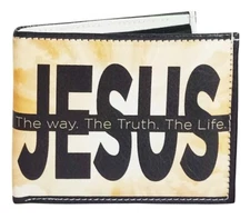 Jesus The Way The Truth The Life Printed Wallet Handcrafted Bifold Vegan Leather