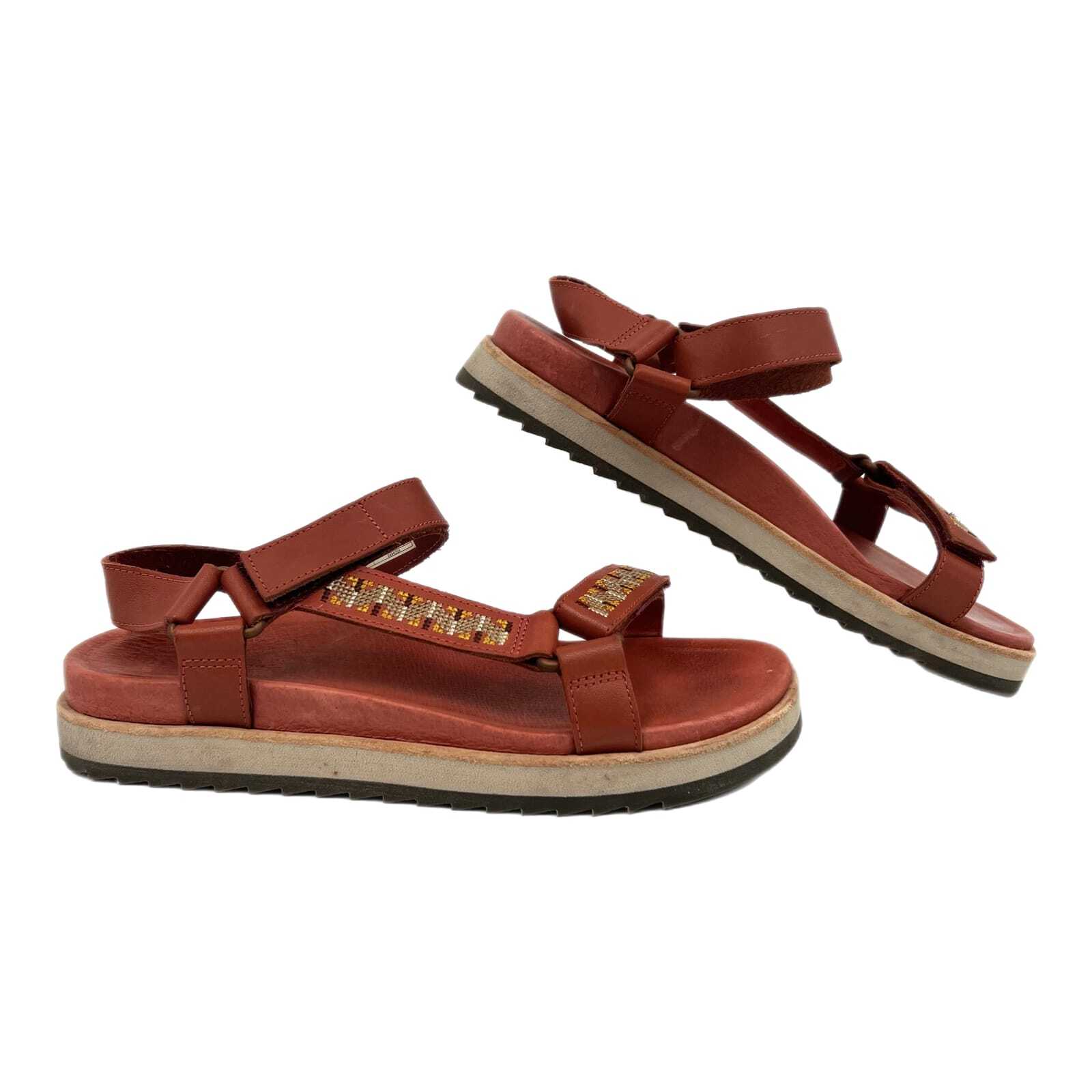 Merrell Red Adjustable Strap Leather Sandals | Si… - image 1