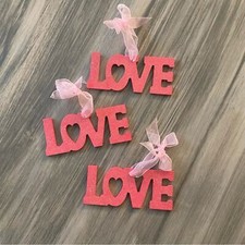 Set of Three Valentine  s Day Ornaments for Tree Hanging or Crafting