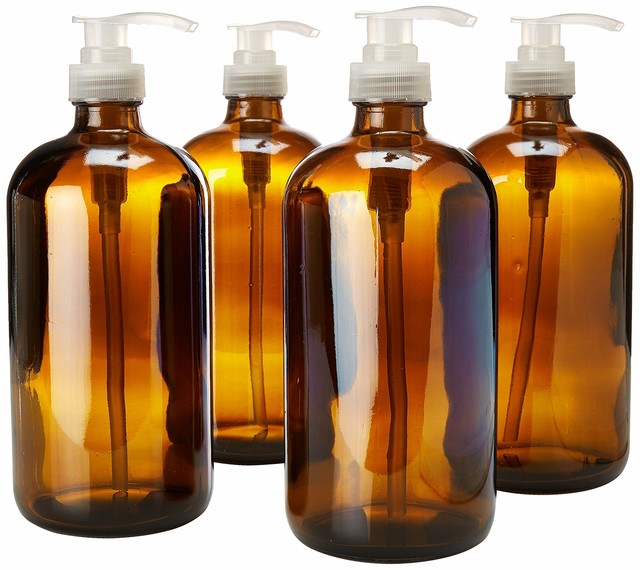 kitchentoolz 32 Ounce Large Amber Glass Bottles with Natural Color