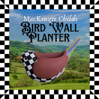 MacKenzie Childs Bird Wall Planter Persephone Courtly Check Retired Indoor Out