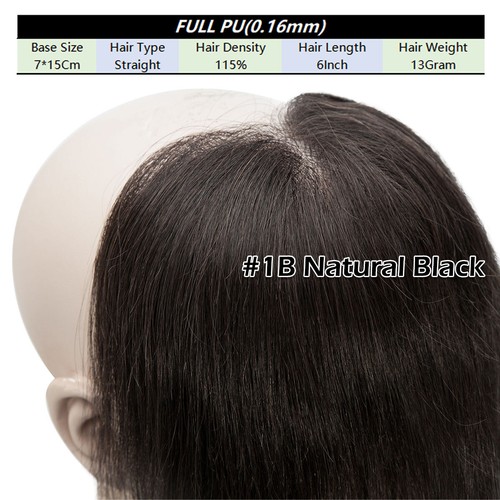 Forehed Topper Mens Toupee Human Hair Replacement System V-loop Super Thin Skin - Picture 23 of 48