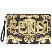 Versace X Fendi Fendace Collaboration Large Wristlet Pouch Black Gold SOLD OUT
