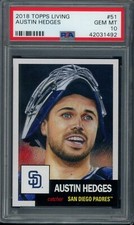 2018 Topps Living Set #51 Austin Hedges PSA 10 Gem Mint SP Short Print Card