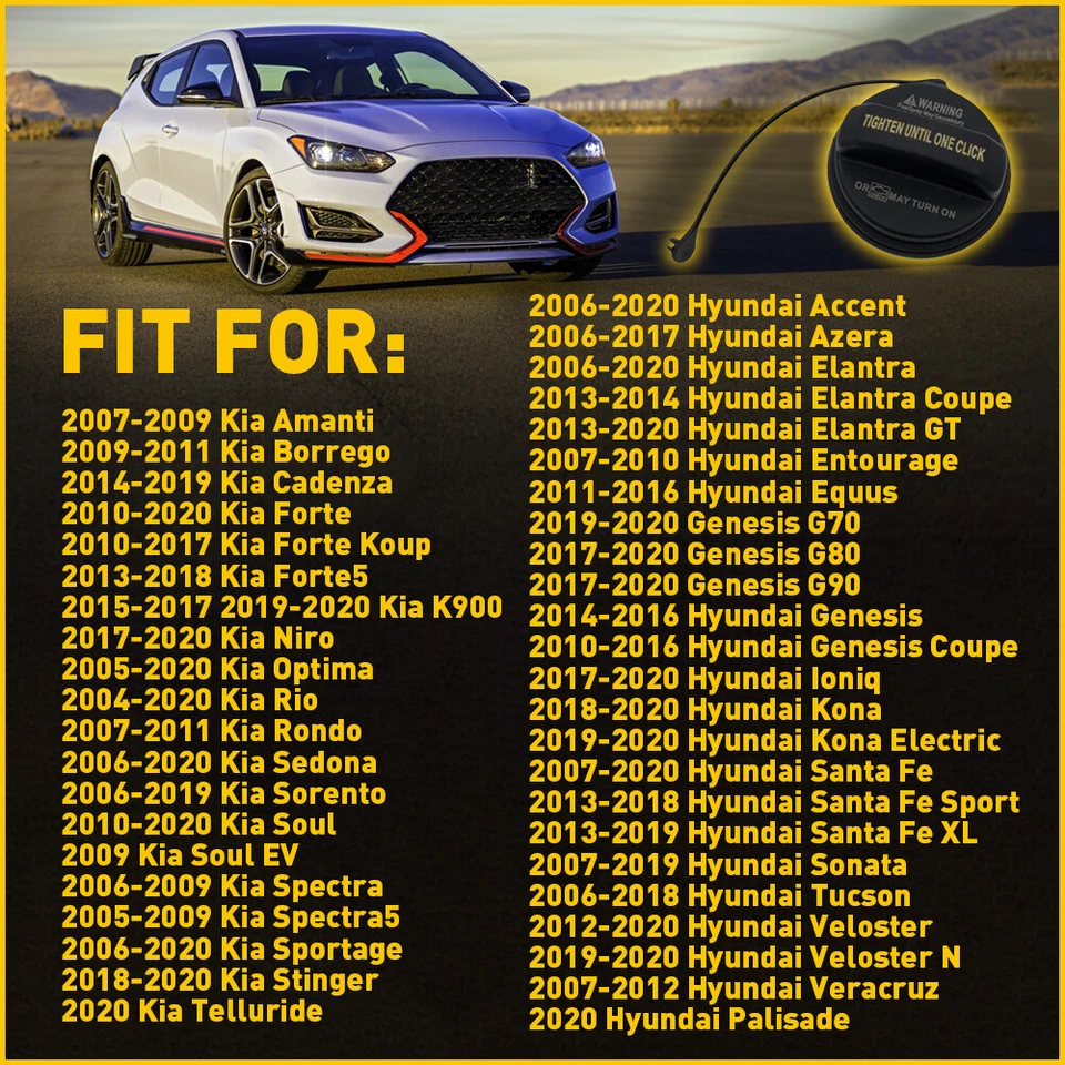 2x Tapa de gasolina del tanque de combustible nueva para Hyundai Accent Elantra Kia Sedona Sportage 2006-20 Foto 3 de 4