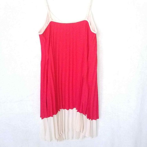 One One Six rot & cremefarbene Größe Medium Colorblock plissierte Schaufel Ausschnitt Midi Kleid neu mit Etikett - Bild 10 von 10