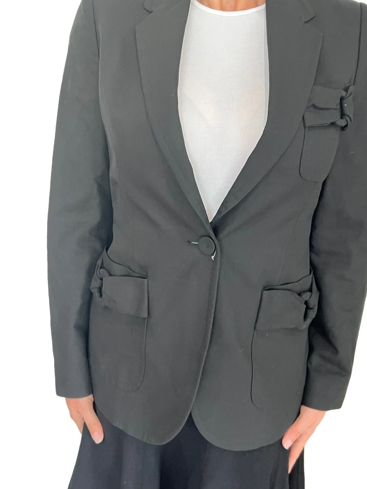 Chaqueta Blazer VIKTOR ROLF Hecha en Italia Negra Algodón Detalle Lazo 1 Botón 40/4 Foto 4 de 4