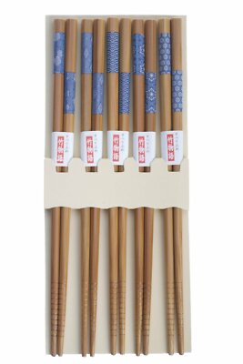 5 Pair Chinese Japanese Sushi Reusable Wooden Chopsticks Multi Pattern