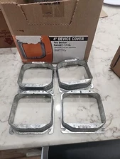 4 RACO 8781, Electrical Square Outlet Box Cover, 4" 2-Device, 1-1/4" Raised,