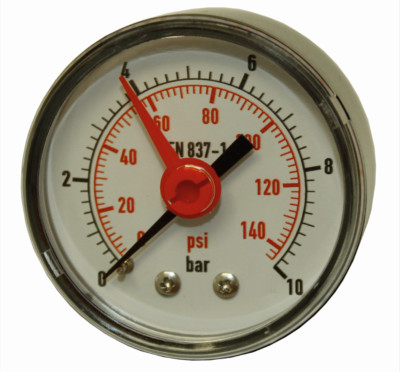 Manometer G 1/4   Ø 50 mm mit Kunststoffgehäuse und Markenzeiger,Rohrfedermanome
