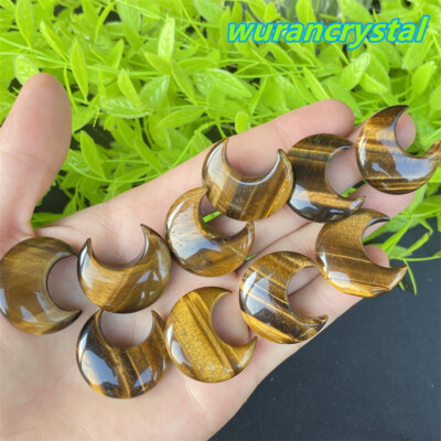 10pc Natural Tiger s eye jasper Moon Quartz Crystal Carved point Reiki healing