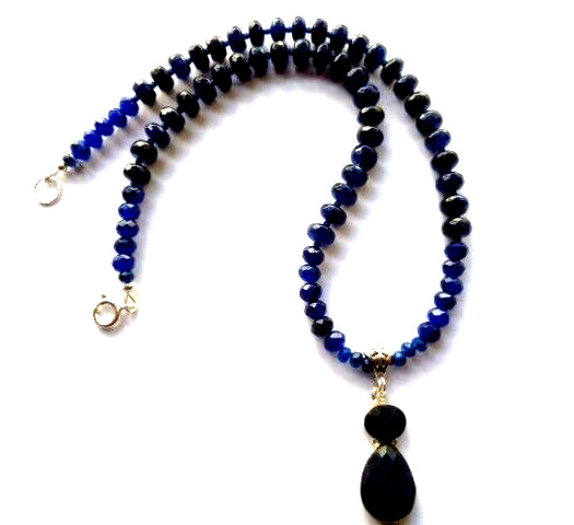 Collier en Corindon Saphir 170 Cts, Cadeau d'Exception en Argent - 3