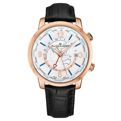 Alexander Swiss Made World Traveler Stainless Steel Sapphire Crystal Men's Watch