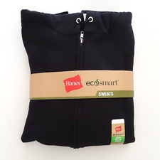 Hanes Mens Size L ComfortBlend EcoSmart Full Zip Hoodie Long Sleeve Solid Black