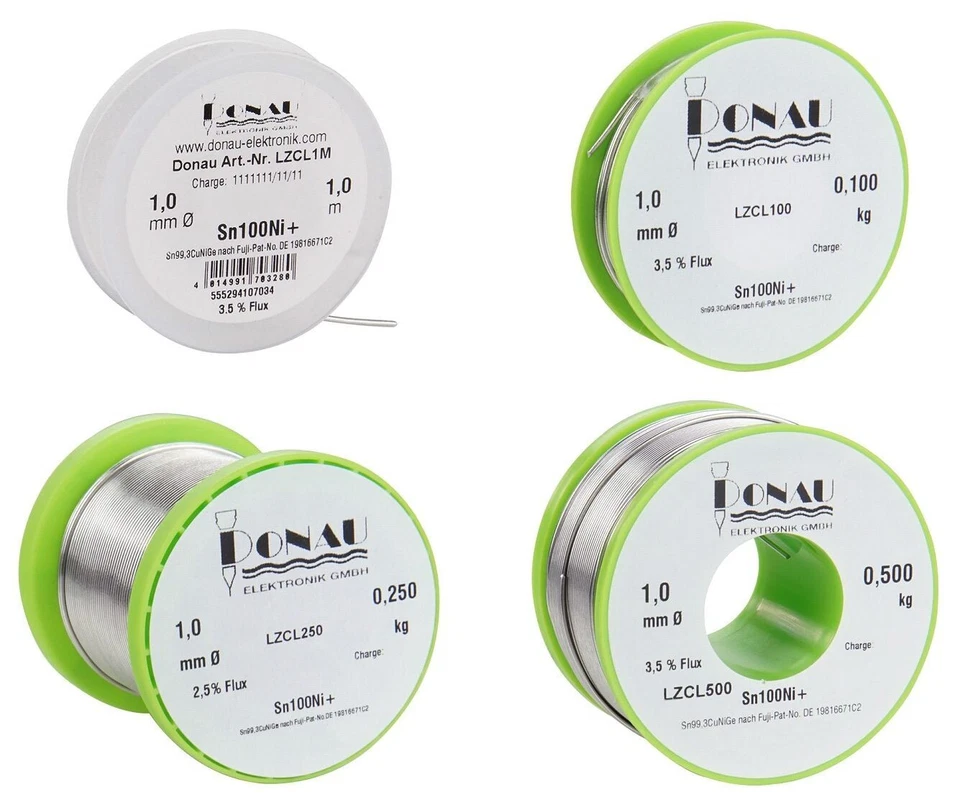 Donau-Elektronik: Lötzinn, Lötdraht "CLEAR" bleifrei, Sn100Ni