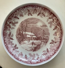 Spode Winter's Eve Pasta Plate Red Pink 10" EXCELLENT CONDITION 