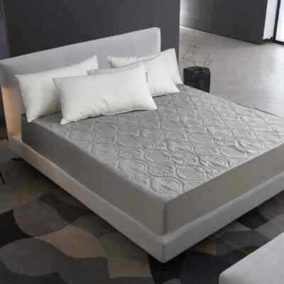 Quilted Embossed Waterproof Mattress Protector Fitted Sheet Cover Thick Soft Pad