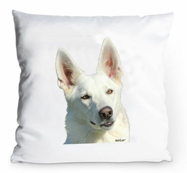 Kissenbezug 40X40Cm - WeißEr SchäFerhund - Portrait Hund Schweizer Deko Kissen-image