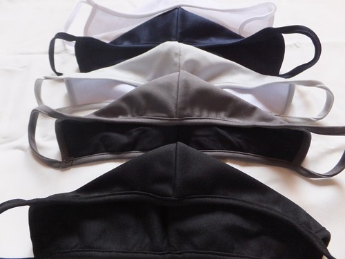 Multi pack Fabric Face Masks 3 layers Black Navy White Gray Reusable Mask - Picture 3 of 29