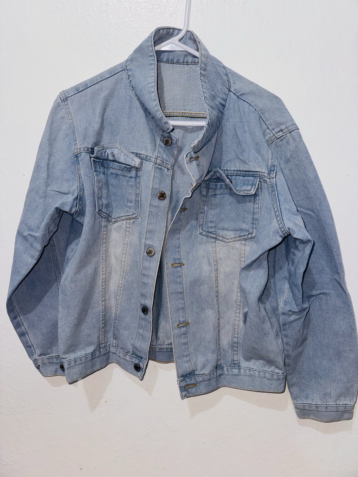 Women's Light Blue Button Front Collared Jean Jac… - image 1