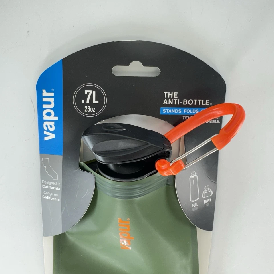 Гибкая бутылка для воды VAPUR с карабином 0,7 л/23 жидких унции оливковый туристический Copenhag - Изображение 2 из 4