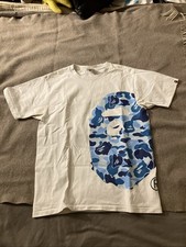 Blue Logo Bape Shirt Size M White Tee