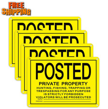 4 Pcs No Trespassing Signs Metal Posted Yellow 10x14'' Reflective Aluminum for
