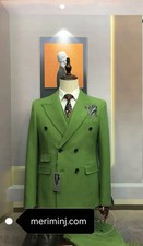 6-Button, 3-Piece Slim Fit Classic Green Suit...