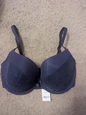 Image of 28F NAVY AVRIL BOUX AVENUE UNDERWIRED PLUNGE BRA BNWOT