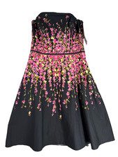 Ann Taylor LOFT Womens Black Pink Floral Strapless Dress Fit & Flare Size 8 NWIM