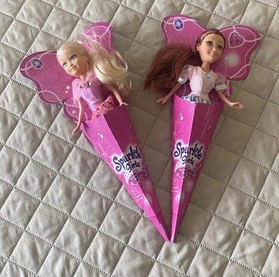 Lot of 2 Funville Sparkle Girlz Princess Dolls   New in Eco-Cone Packaging