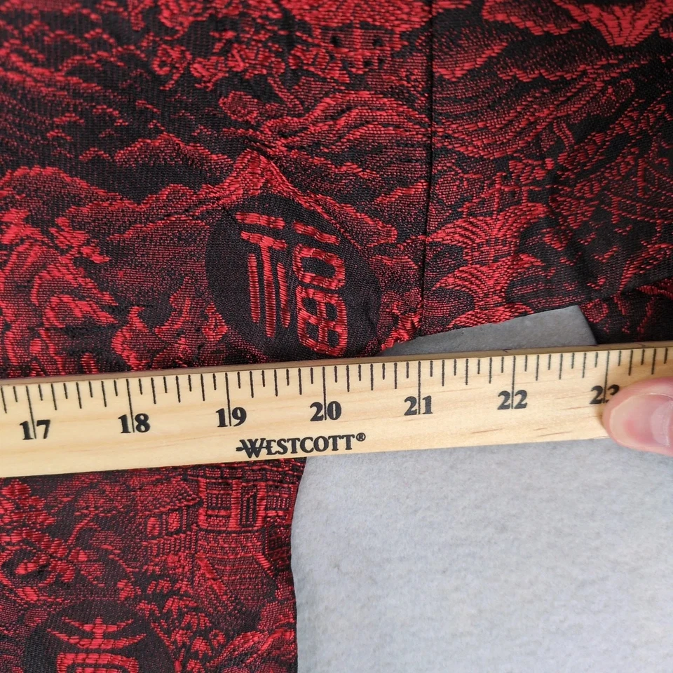 De Colección Joli Hecha en Japón Seda Brocado Chaqueta Bata L Rojo Negro Kimono Cuello Mandarín Foto 3 de 4