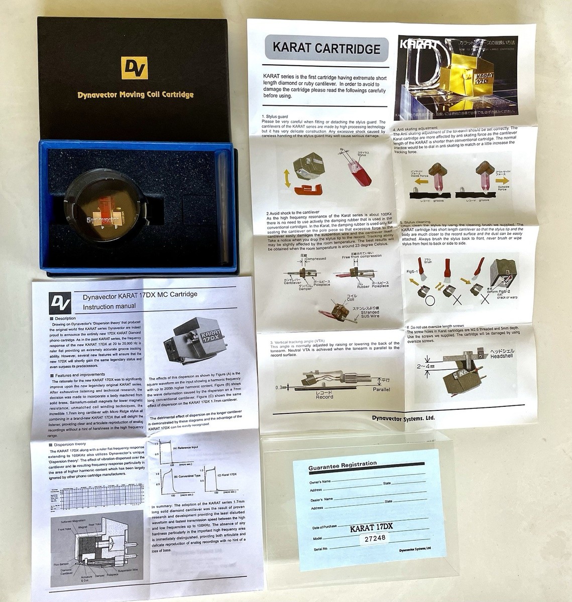 Dynavector KARAT 17DX MC Cartridge, Micro-Ridge Stylus on diamond