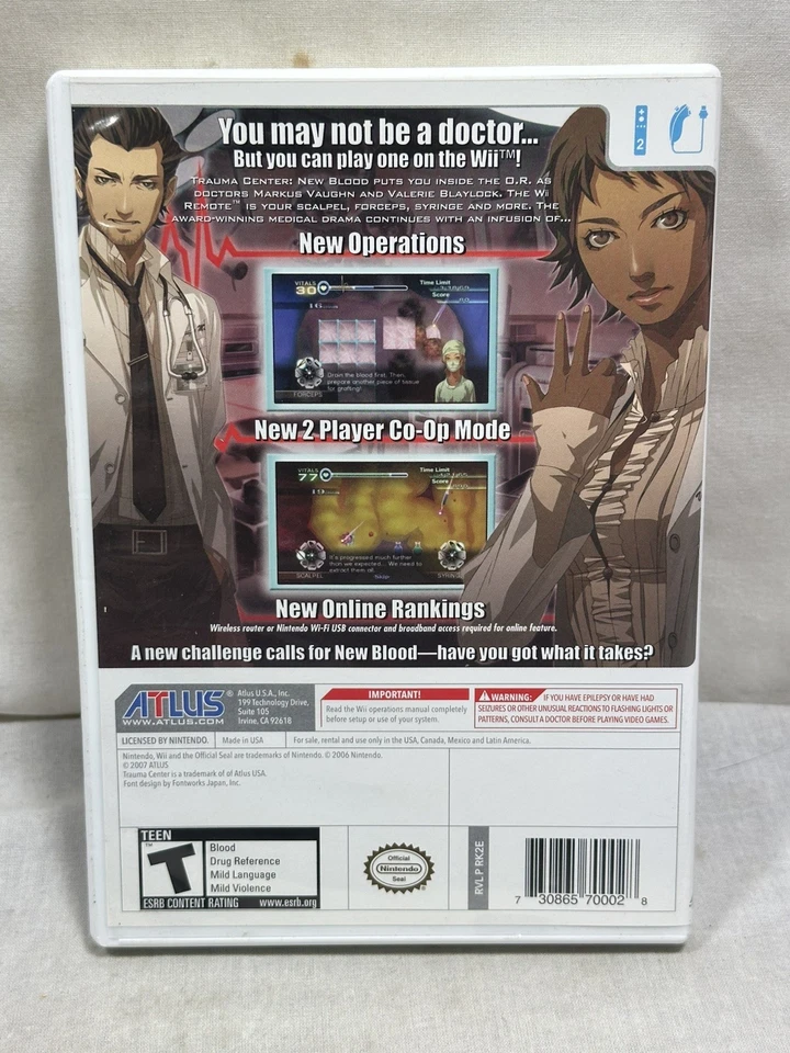 Trauma Center: New Blood (Nintendo Wii, 2007) Complete and Tested - Image 3 of 4