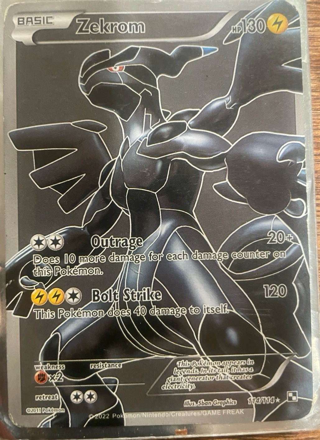 Pokemon TCG Zekrom 114/114 Black & White Ultra Rare Full Art Holo 2011
