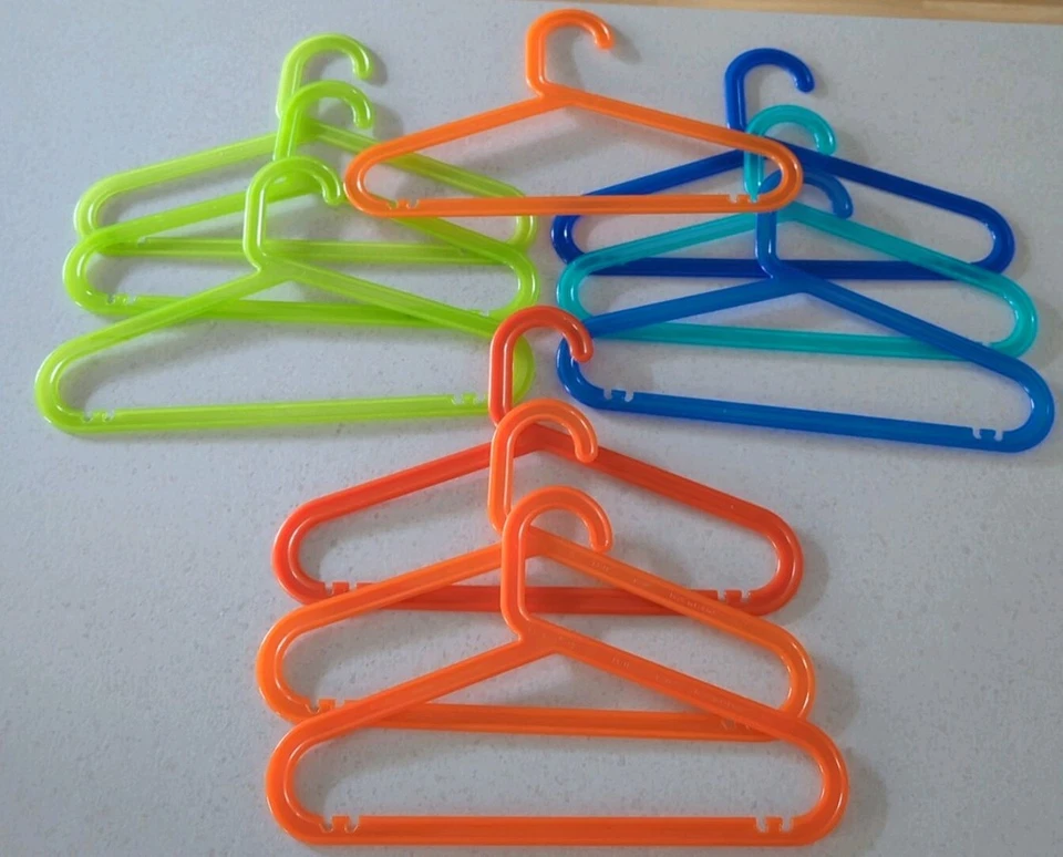 Kinder Kleiderbügel Set 10 Stück blau orange grün ca 21x33cm neuwertiger Zustand