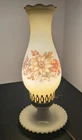 Vintage Milk Glass Hurricane Lamp Hobnail Hand Painted Floral Key Turn Knob
