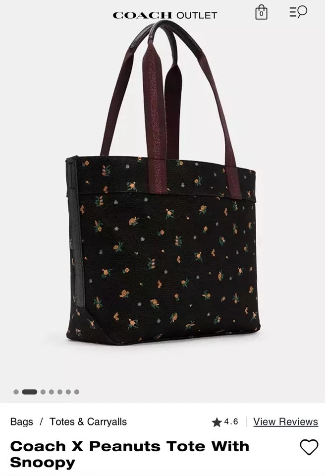Coach X Peanuts Canvas Tote With Snoopy - Gold/Black Multi - Image 2 of 4