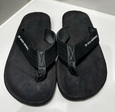 Vintage Hugo Boss Orange Mens  Flip Flops Black Size 41/42 US 8/9 Beach Pool