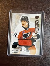 JETT LUCHANKO 2024-25 UD PREMIER ROOKIES PATCH HOCKEY BRONZE JERSEY  RC #142 🔥 