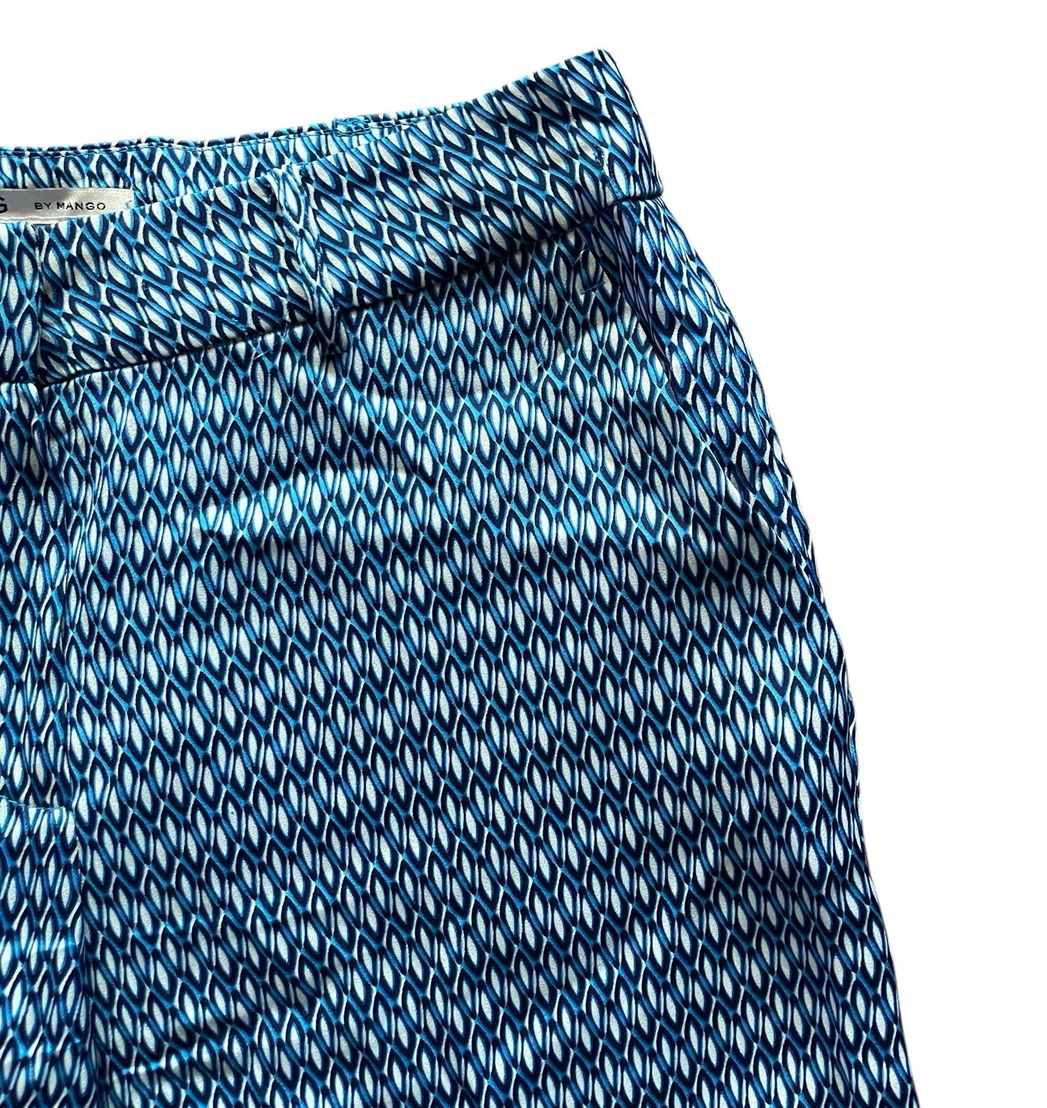 Mango Blue Geometric Pattern Trouser Pants • Soft… - image 3