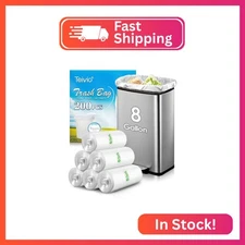 8 Gallon 200 Counts Strong Unscented Medium Trash Bags,Fit 7,8,9,10 Gal Garbage