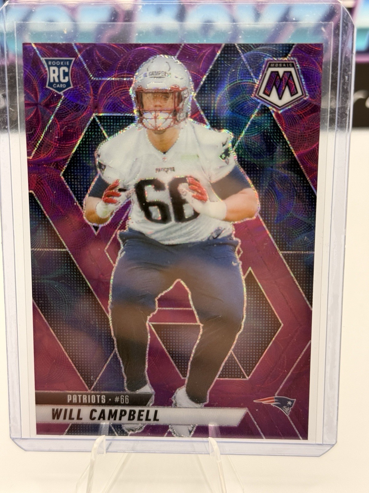 2025 Panini Mosaic #378 Will Campbell Rookie RC - Purple Scope Prizm - Patriots