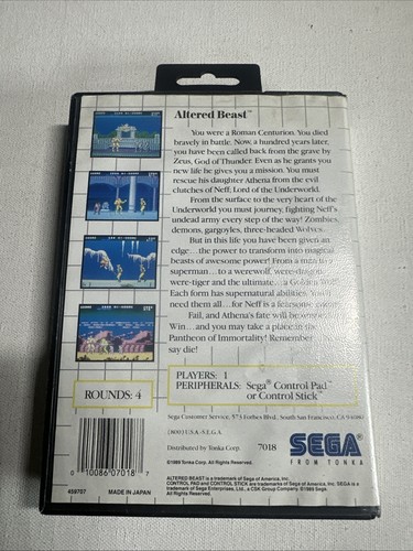 Altered Beast (Sega Master, 1989) Complete In Box - Picture 4 of 4