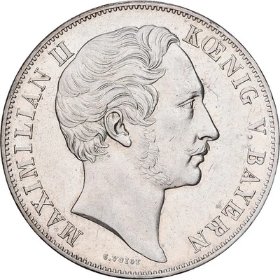 [#1545089] Deutsch Staaten, Maximilian II, 2 Gulden, 1855, Munich, Silber, VZ, K - Bild 1 von 2
