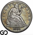 1869 Seated Liberty Half Dollar, Scarce Early Date Survivor